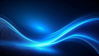 Abstract futuristic blue light wave motion with a flowing line pattern