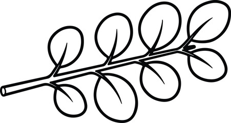 Vector Moringa branch with leaves simple black silhouette design
