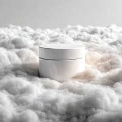 Wall Mural - Minimal Scene Featuring Blank White Cosmetic Jar on Soft Background