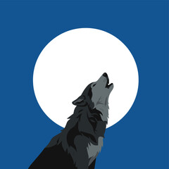  illustration of a wolf roaring on a blue background
