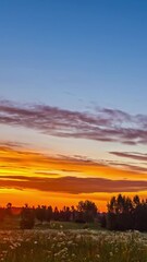 Wall Mural - Timelapse Of Countryside Landscape At Sunrise, Dramatic Sky And Colorful Clouds - Vertical Shot