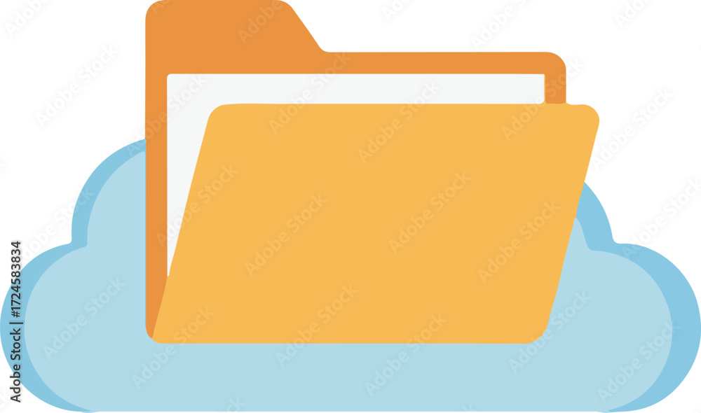 Cloud storage folder icon representing data backup and online file ...