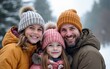 © fu - Family taking winter selfie. High quality