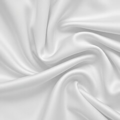 Wall Mural - Elegant white satin fabric with flowing folds and a smooth texture