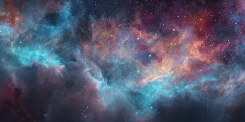 Wall Mural - Colorful Abstract Cosmic Nebula Background with Stunning Stars and Ethereal Clouds in Dark Space for Creative Projects