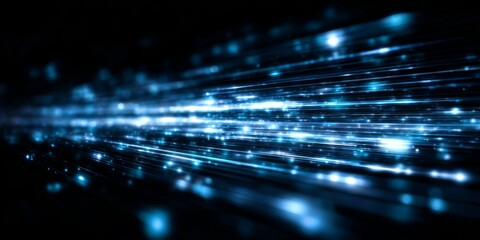 Wall Mural - Futuristic Abstract Digital Technology Background with Blue Lines and Glowing Elements