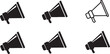 © AniaNoor - megaphone, bullhorn, speaker, announcement, sound, voice, alert, communication, symbol, icon, set, collection, black, outline, design, graphic, retro, vintage, old, loud, shout, protest, rally, inform