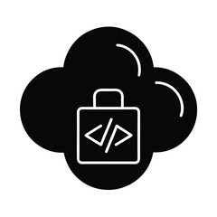cloud coding icon over developer background
