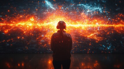 Quantum computing and big data analytics, a scientist controlling predictive AI models for business growth, immersive holographic UI