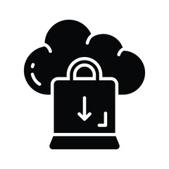 Wall Mural - cloud with shopping bag concept icon of cloud shopping in modern style