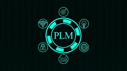 PLM Product lifecycle management system technology concept. Technology, Internet and network concept