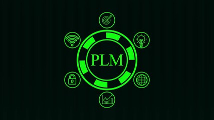 PLM Product lifecycle management system technology concept. Technology, Internet and network concept