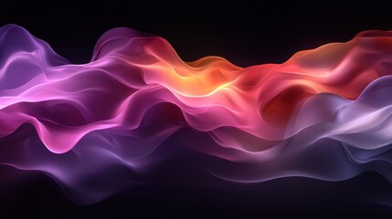 Wall Mural - Abstract flowing ribbons of light with purple, orange, and red gradients