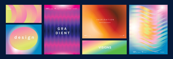 Wall Mural - Modern futuristic gradient background vector set.Cover template with vibrant geometric in different shape. Ideal design for social media, cover, banner, wallpaper, promotion, ads.