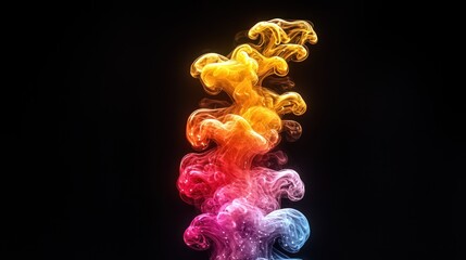 Wall Mural - Rising column of colorful smoke with gradients on a black background