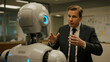 © HunterSnap - A realistic, over-the-shoulder shot of a businessman explaining an idea to the robot