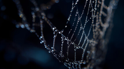 spider web with dew drops