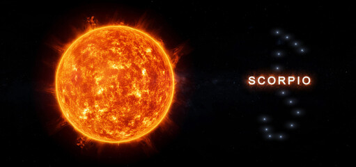 Wall Mural - sun enters scorpio 3d rendering illustration