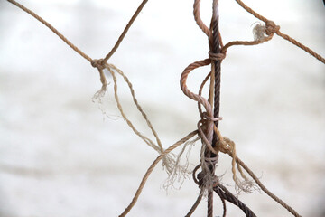 A worn sports net rope.