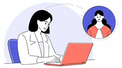 eastern lady specialist latin working computer app hispanic it on sitting using space work in modern office desk middle professional pc indian woman business technology laptop for at online 57628314 1