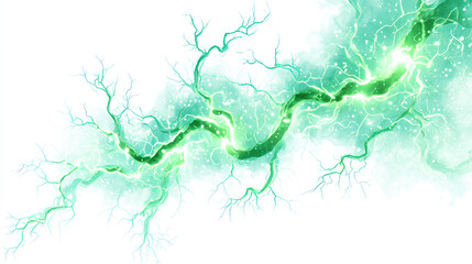 Wall Mural - Green electric glowing vibrant on white backgrounds 3d illustrations Stock Illustration