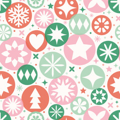 Wall Mural - Christmas seamless pattern in minimalist style. Ornaments with stars. Vector illustration