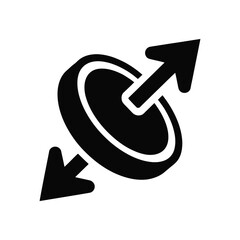 Circle Expansion Arrow Icon, Black and White Design, Illustration Element