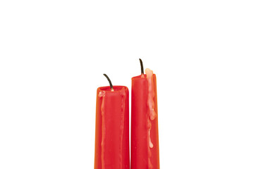 Wall Mural - Two red candles isolated