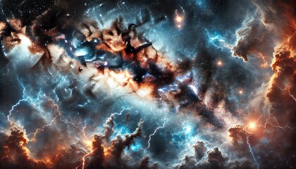 Wall Mural - The Milky Way galaxy stretching across the night sky, filled with countless stars, glowing nebulae, and interstellar dust