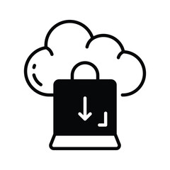 Wall Mural - cloud with shopping bag concept icon of cloud shopping in modern style