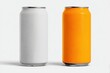 © Namdang - Two Empty Aluminum Cans on a Bright White Surface for Design Use