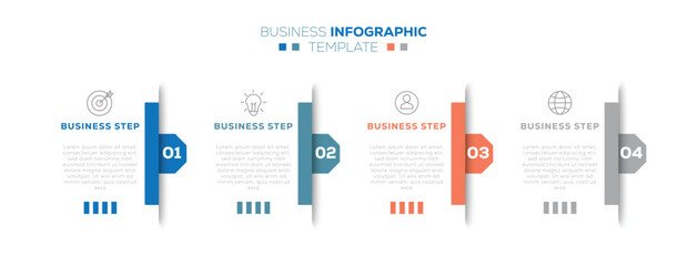 Infographic design with place for your data. 4 Step Infographic Communication. Business Development Concept Infographic Design with Editable Line icon.  Vector illustration. 
