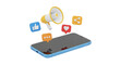© Maria - Isolated smartphone with social media notification icons around it for online marketing
