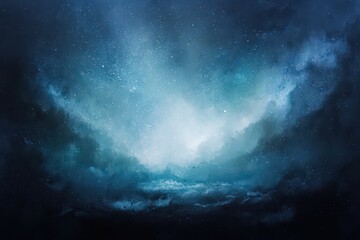 Wall Mural - Dark Night Sky With Glowing Nebula