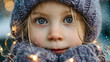 © ABF_MATEO - Winter child's close-up: Capturing innocence in the snow with warm knitwear and sparkling lights on a cold day. #wintermagic