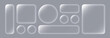© viktoria_ngm - Liquid glass button interface, light frame banner set, glass panel set for mobile and web app, tech board frame in futuristic style. Light png banner collection with glow effect, vector illustration.