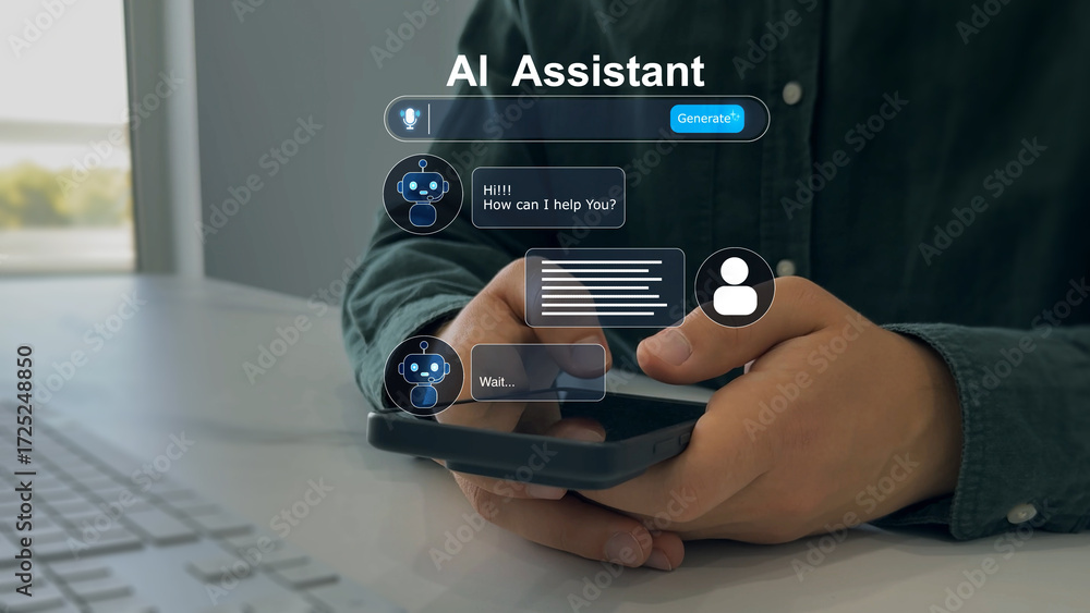 AI assistant chat interface.Interaction with the Ai assistant to solve ...