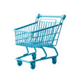 © Anastasiia - Empty blue shopping cart on a white background. Symbol of shopping, online store, or e-commerce.