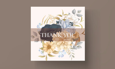 Wall Mural - Romantic Wedding Invitation with Beige and Blue Flowers