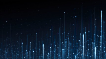 Abstract blue vertical lines rise upwards on a dark background digital illustration.