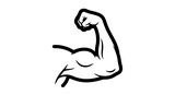 Isolated strong human arm flexing with biceps, muscle strength and body building power