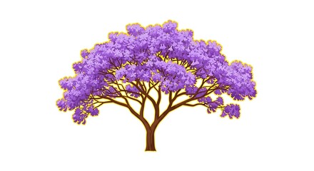 Illustration tree purple flowers nature plant blossom branch foliage flora