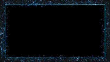 Wall Mural - Border Dark Blue Fire Grunge Fractal Frame Loop Particles Animation Transparent Border Background