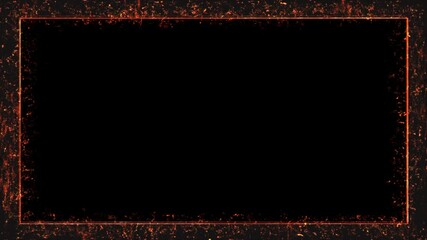 Wall Mural - Border Dark Fire Grunge Fractal Frame Loop Particles Animation Transparent Border Background