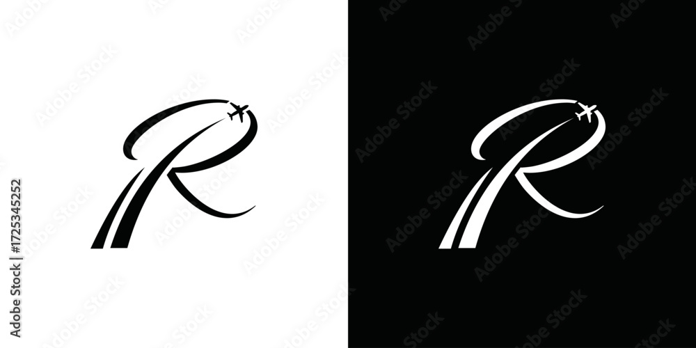 simple vector logo of initial R and airplane の Stock ベクター | Adobe Stock