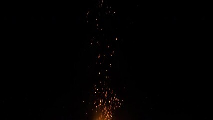 Sticker - golden embers rise and glow in a gentle, ethereal dance against a black night sky campfire, particle