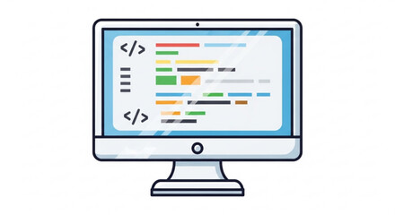 Computer screen showing code development with html tags for programming and software engineering project