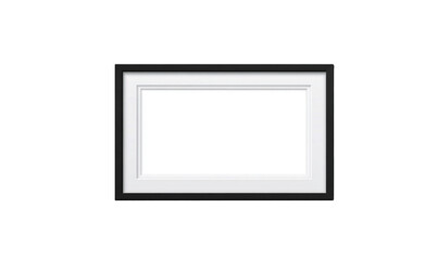 Simple black picture frame with white matting isolated on transparent background