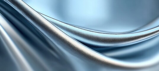 Canvas Print - elegant texture abstract of curving metallic silver fabric in fluid motion, smooth luxurious visuals