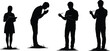 © Noman Art - Silhouettes of writing, clipboard posture, bowing gesture, human activity, creative hobby, lifestyle art, body language, professional study, gesture illustration
